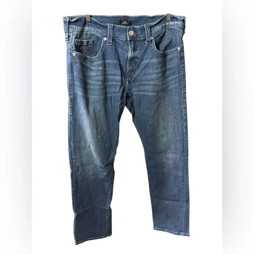 True Religion denim blue jeans 38 Ricky relaxed straight